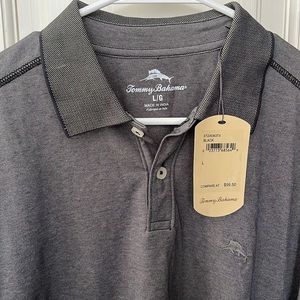 Tommy Bahama Black/Grey Polo NWT Large